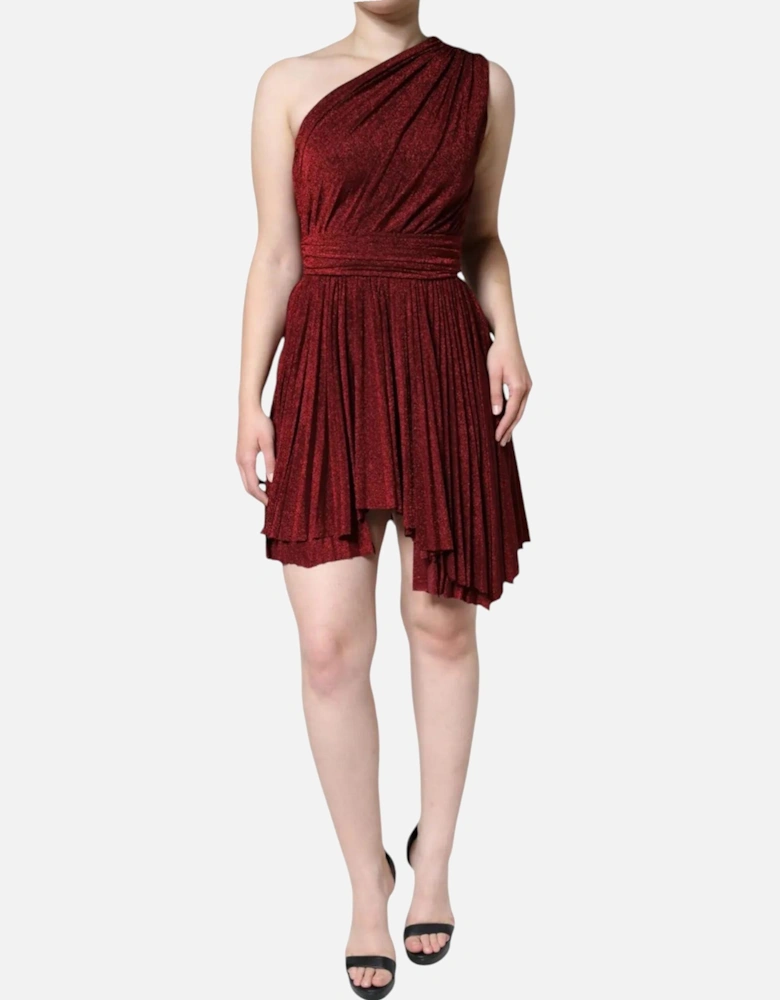 Asymmetrical Sleeveless Mini Dress with Zipper Closure Women - Red