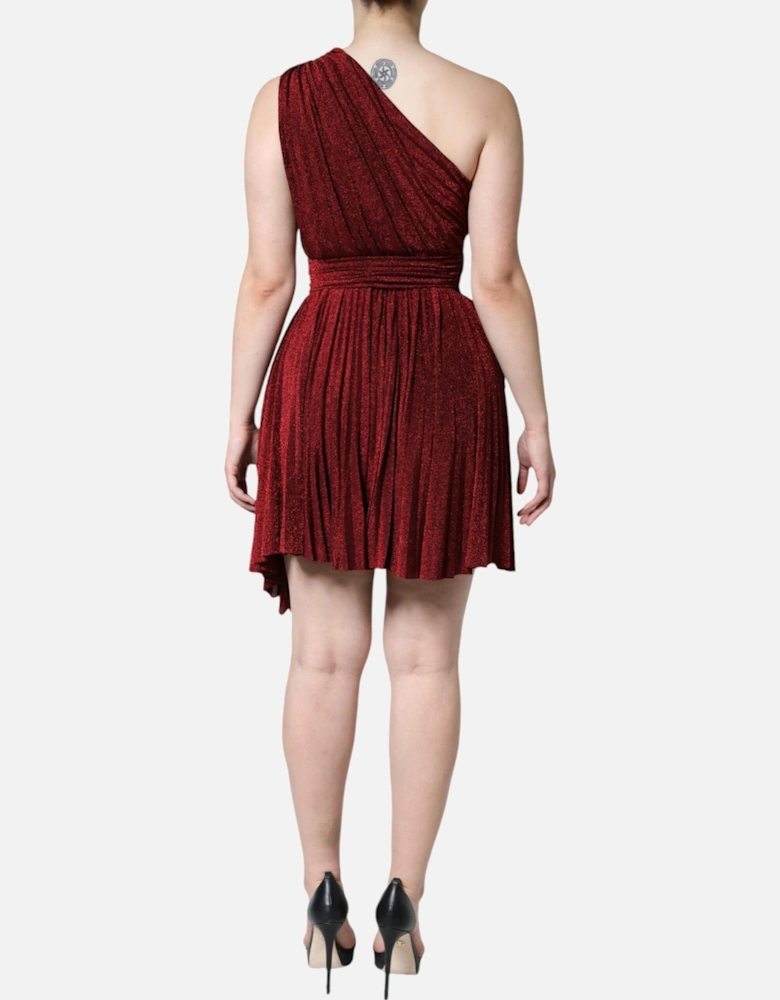 Asymmetrical Sleeveless Mini Dress with Zipper Closure Women - Red