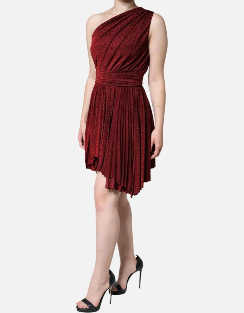 Asymmetrical Sleeveless Mini Dress with Zipper Closure Women - Red