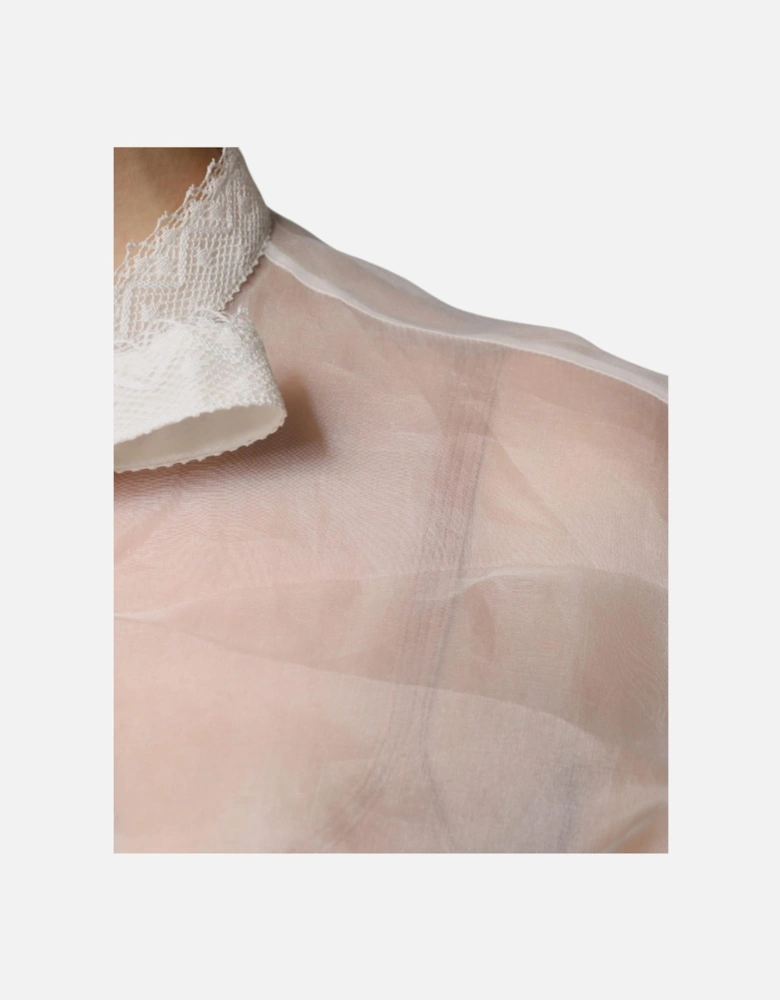 Ascot Collar Long Sleeve Silk Blouse Women - White T-Shirts