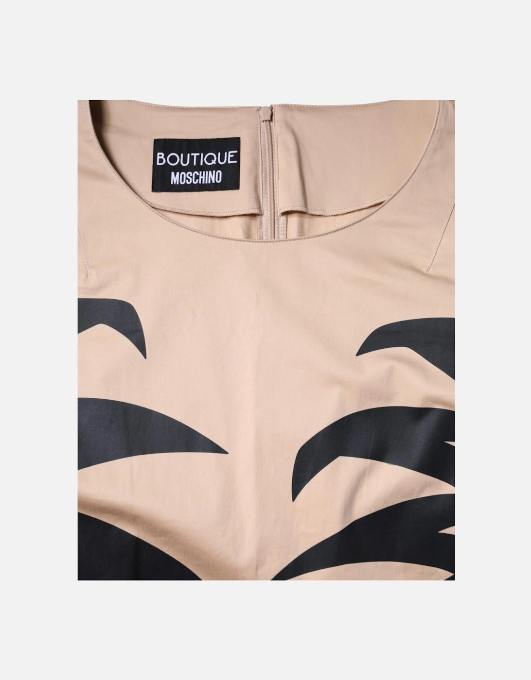 Short Sleeve A-Line Knee Length Dress Women - Beige Dresses