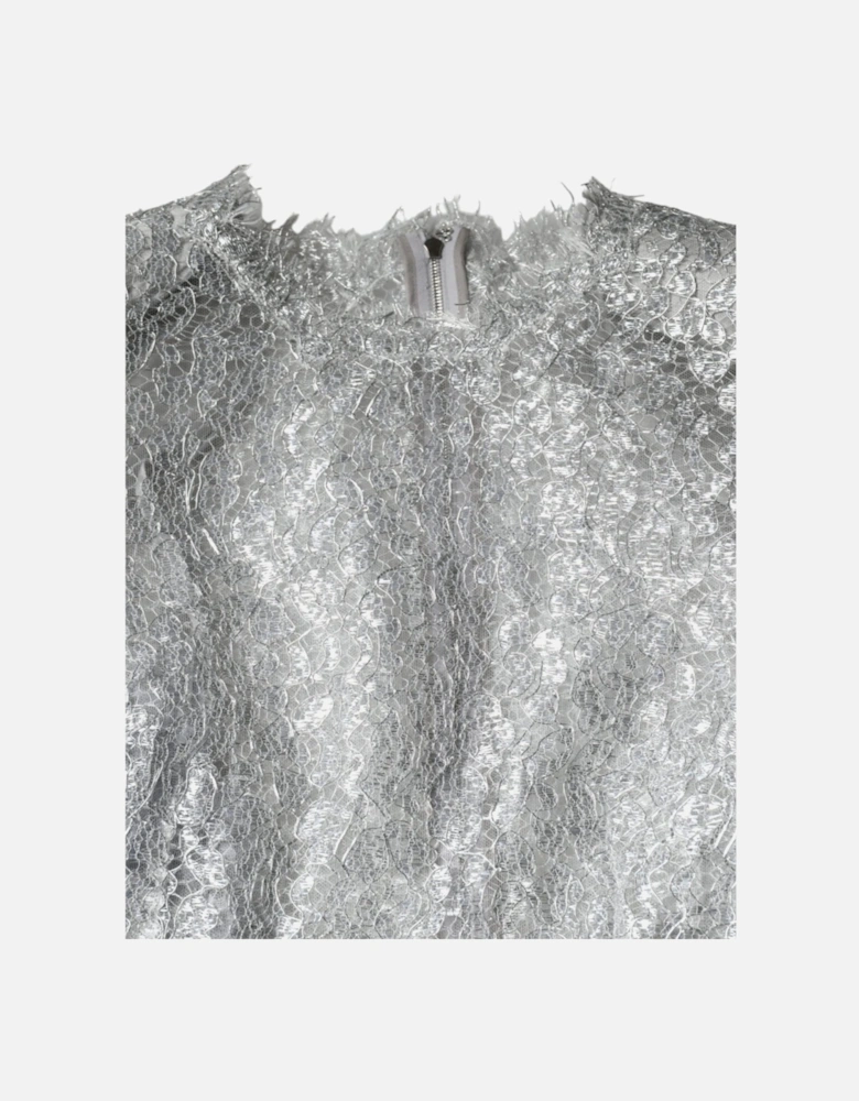 Floral Lace Sheath Dress with Silk Lining Women - Silver Dresses