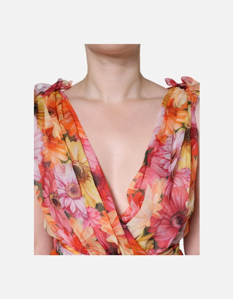 Floral Silk A-Line Dress with Zip Fastening Women - Multicolor Dresses