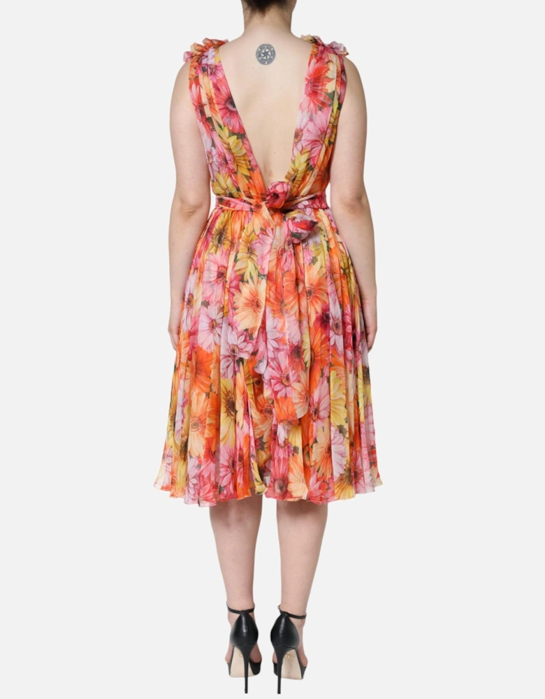 Floral Silk A-Line Dress with Zip Fastening Women - Multicolor Dresses