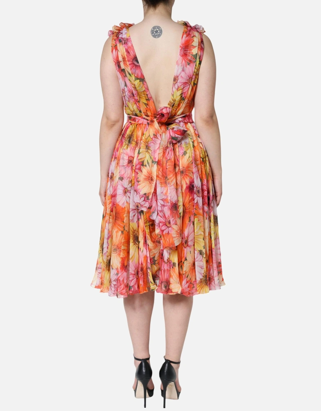 Floral Silk A-Line Dress with Zip Fastening Women - Multicolor Dresses