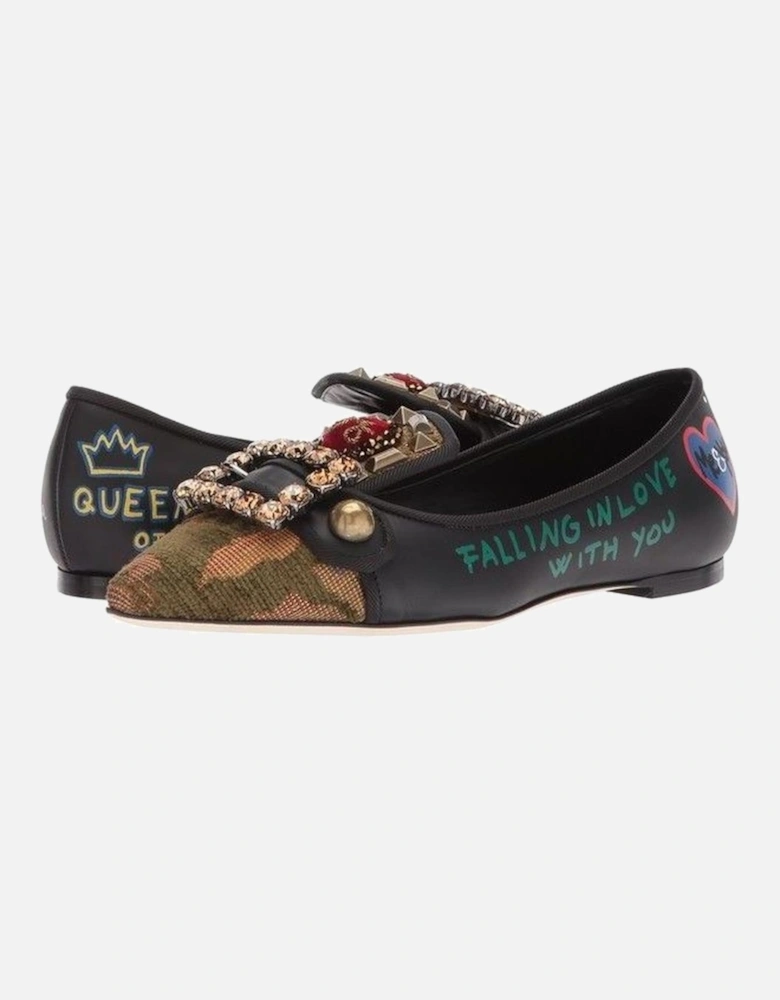 Calfskin Low Pumps with Jewel Decoration Women - Black