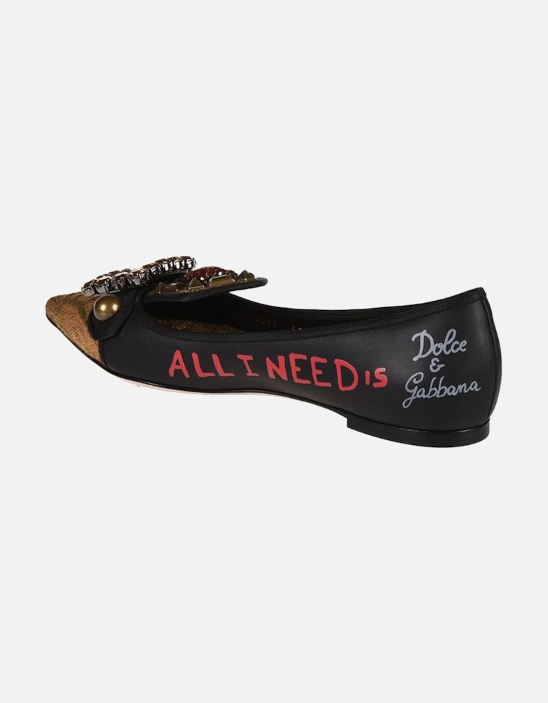 Calfskin Low Pumps with Jewel Decoration Women - Black