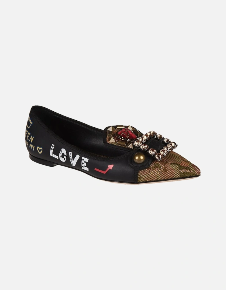 Calfskin Low Pumps with Jewel Decoration Women - Black