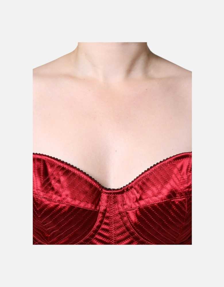 Corset Lace-Up Midi Bodycon Dress Women - Red Dresses
