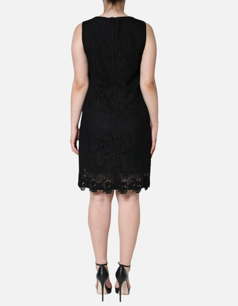 Floral Lace Sheath Dress with Zipper Closure Women - Black Dresses