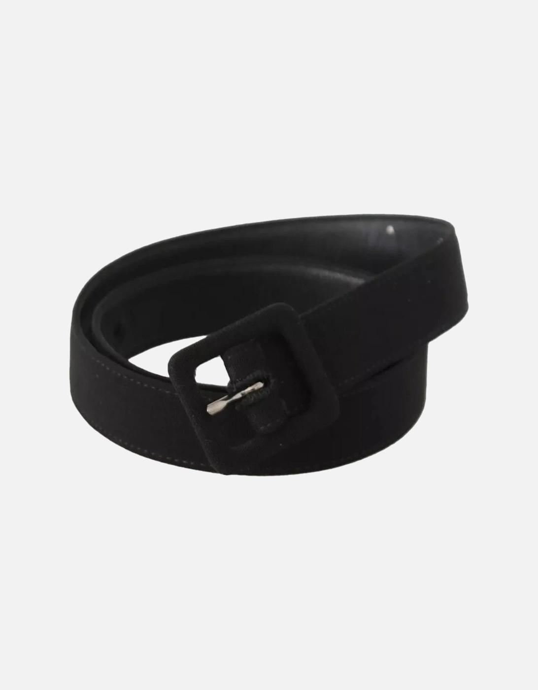 Leather Logo Belt with Engraved Buckle Women - Black