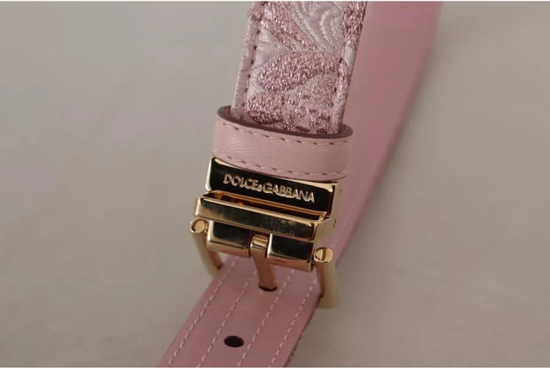 Leather Belt with Metal Logo Buckle Women - Pink