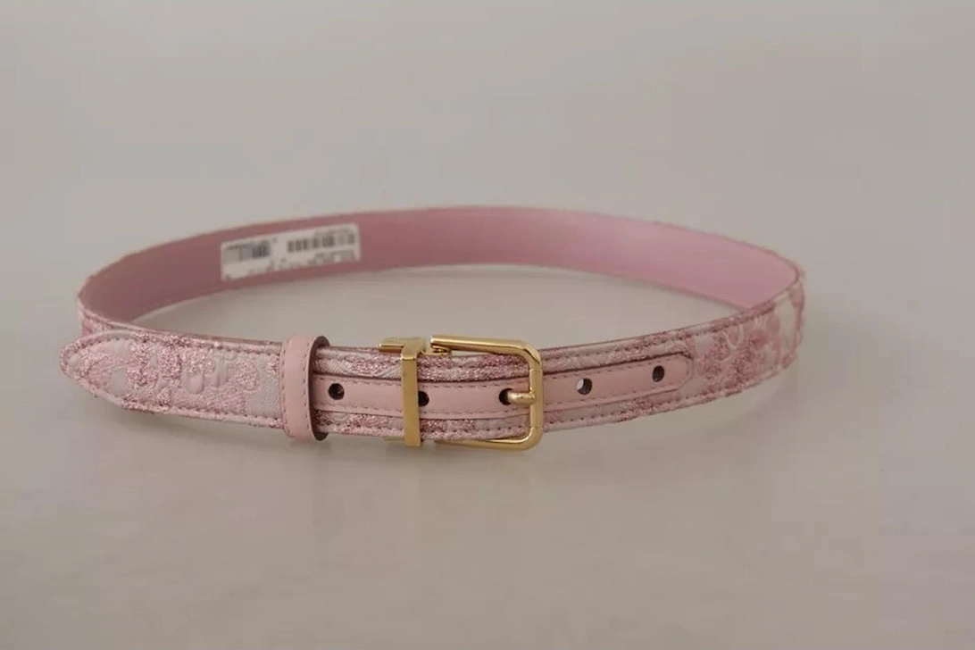 Leather Belt with Metal Logo Buckle Women - Pink