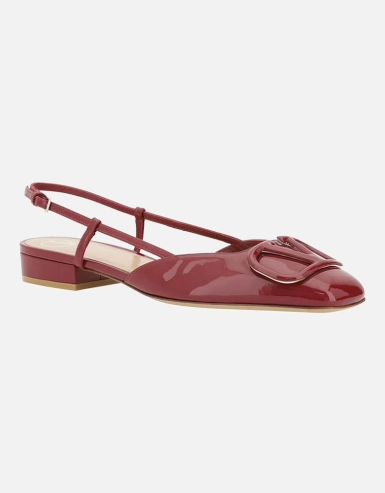 Leather VLogo Ballerinas with Square Toe Women - Red Flats