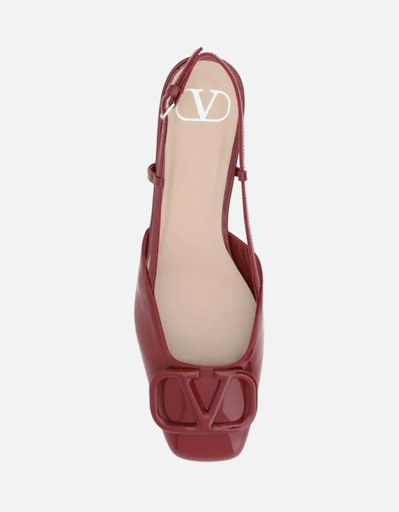Leather VLogo Ballerinas with Square Toe Women - Red Flats