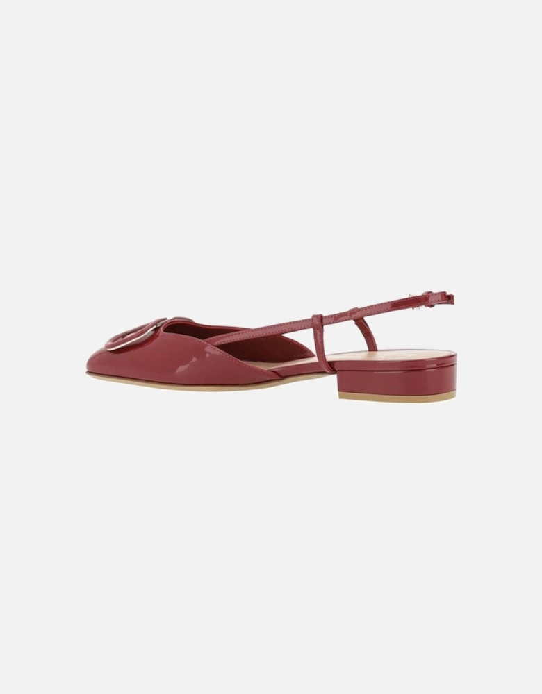 Leather VLogo Ballerinas with Square Toe Women - Red Flats