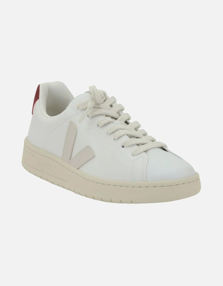 Leather Sneakers with Lace-Up Closure and Rubber Sole Women - White