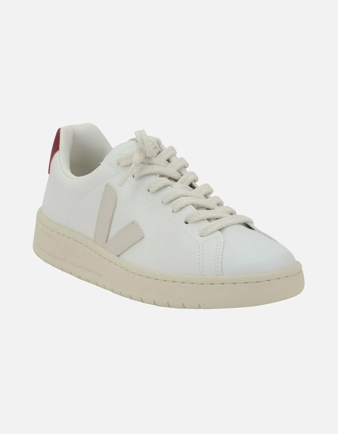 Leather Sneakers with Lace-Up Closure and Rubber Sole Women - White