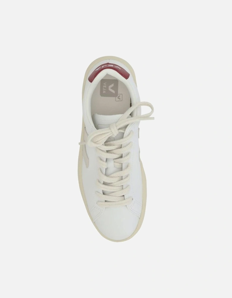 Leather Sneakers with Lace-Up Closure and Rubber Sole Women - White