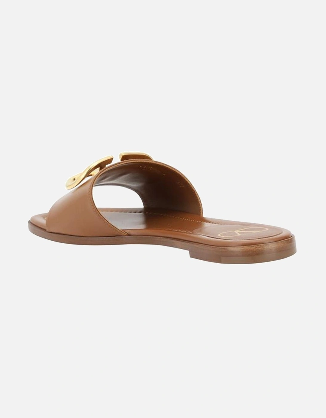 Three-Dimensional VLogo Plaque Flat Sandals Women - Brown