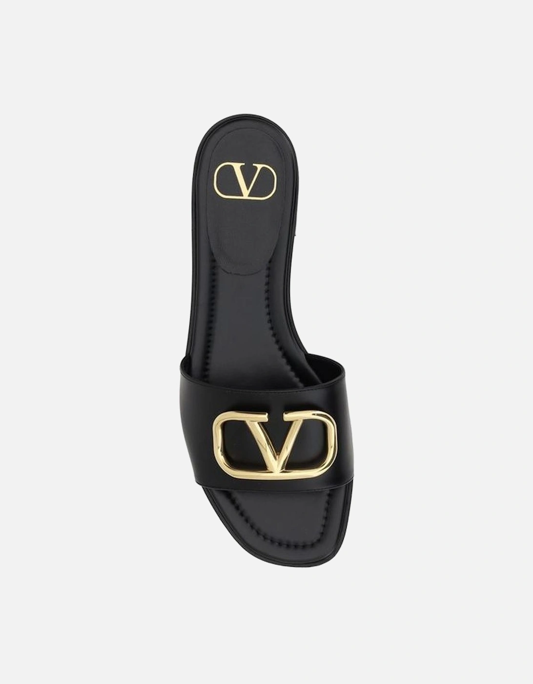 VLogo Plaque Flat Open Toe Sandals Women - Black