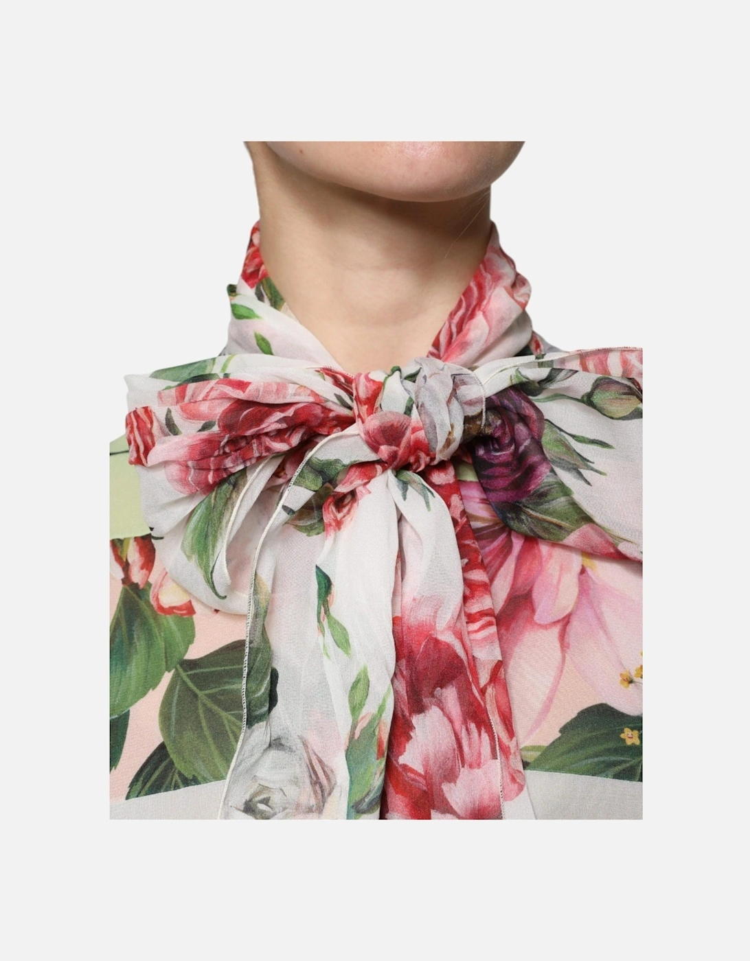 Ascot Collar Silk Blend Long Sleeve Blouse Women - Multicolor T-Shirts