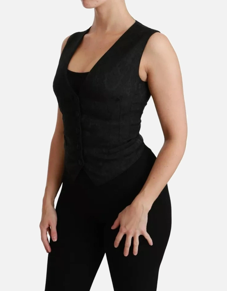 Sleeveless Lace Vest Waistcoat Women - Black
