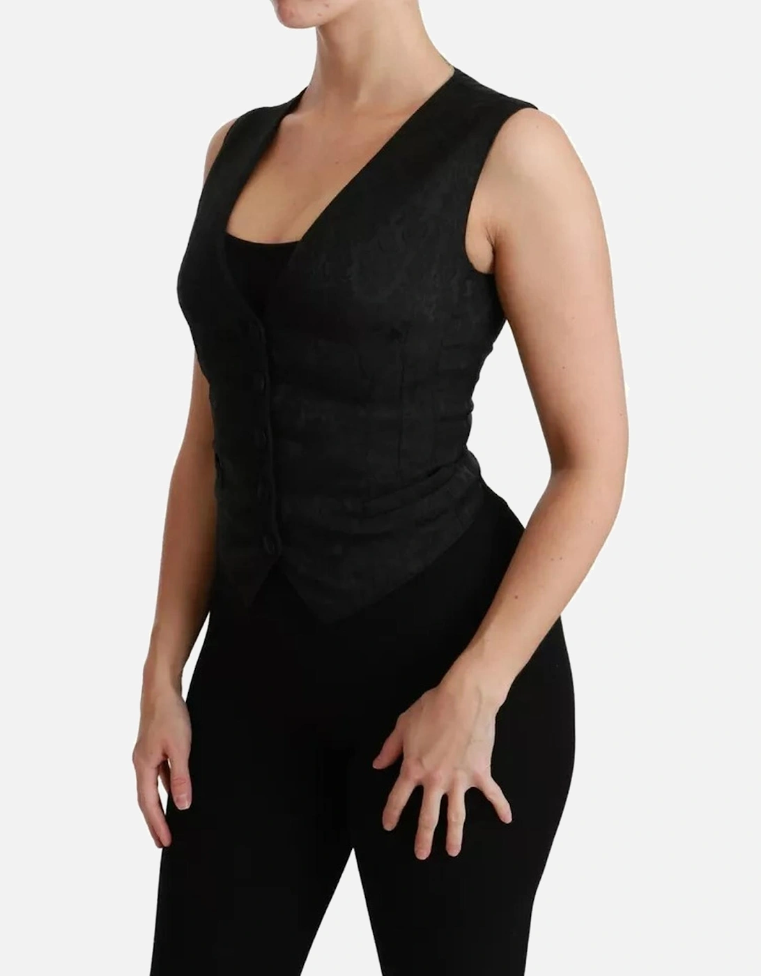 Sleeveless Lace Vest Waistcoat Women - Black