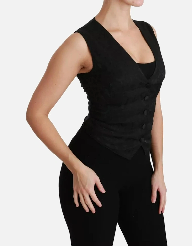 Sleeveless Lace Vest Waistcoat Women - Black