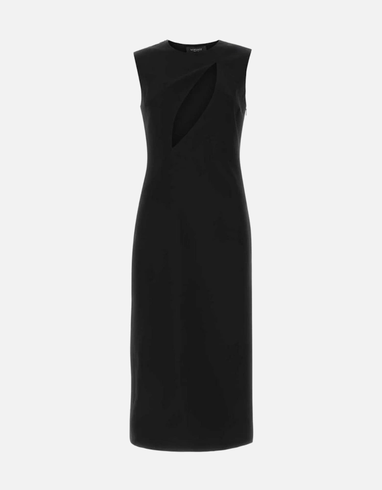 Natural Viscose Dress with Zipper Shoulder Closure Women - Black