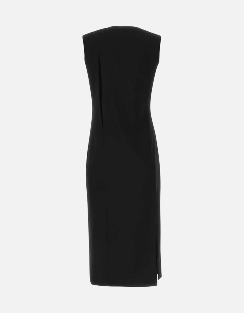 Natural Viscose Dress with Zipper Shoulder Closure Women - Black