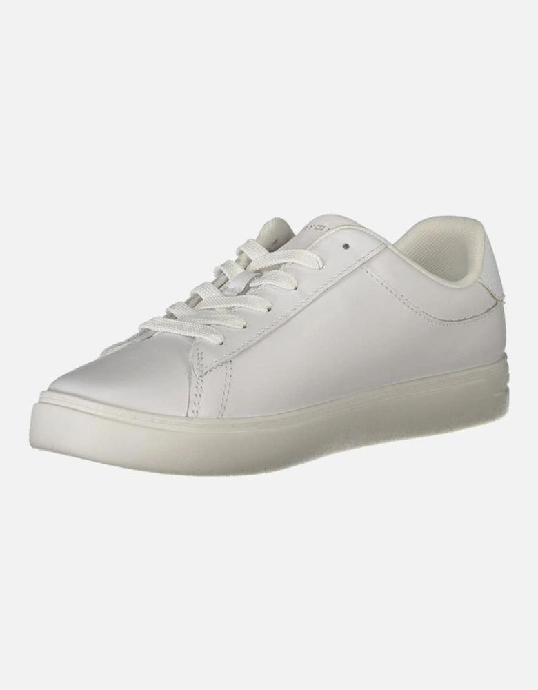 Leather High-Top Sneakers with Perforated Detailing Women - White