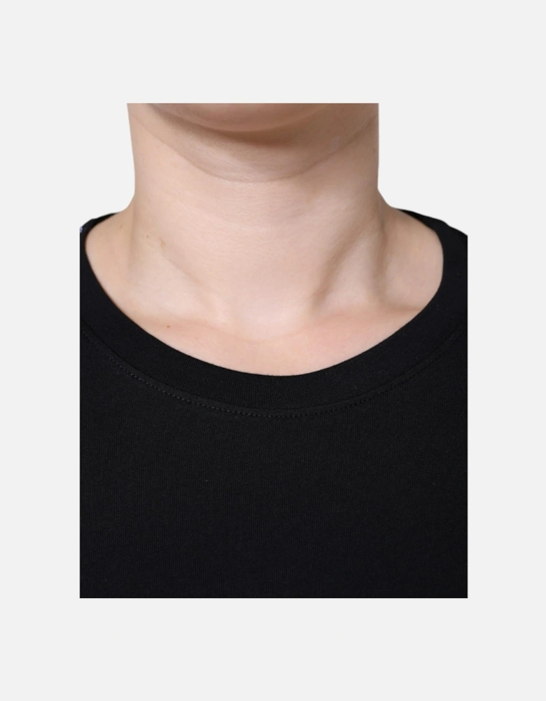 Crew Neck Short Sleeve Cotton T-Shirt Women - Black