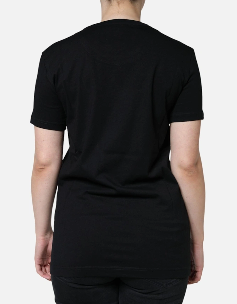 Crew Neck Short Sleeve Cotton T-Shirt Women - Black