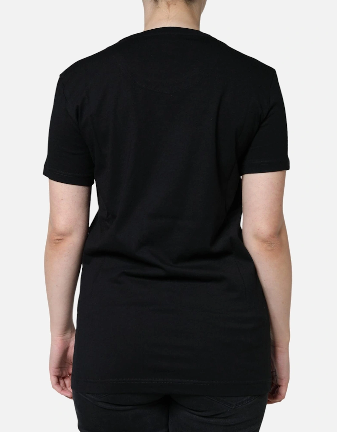 Crew Neck Short Sleeve Cotton T-Shirt Women - Black