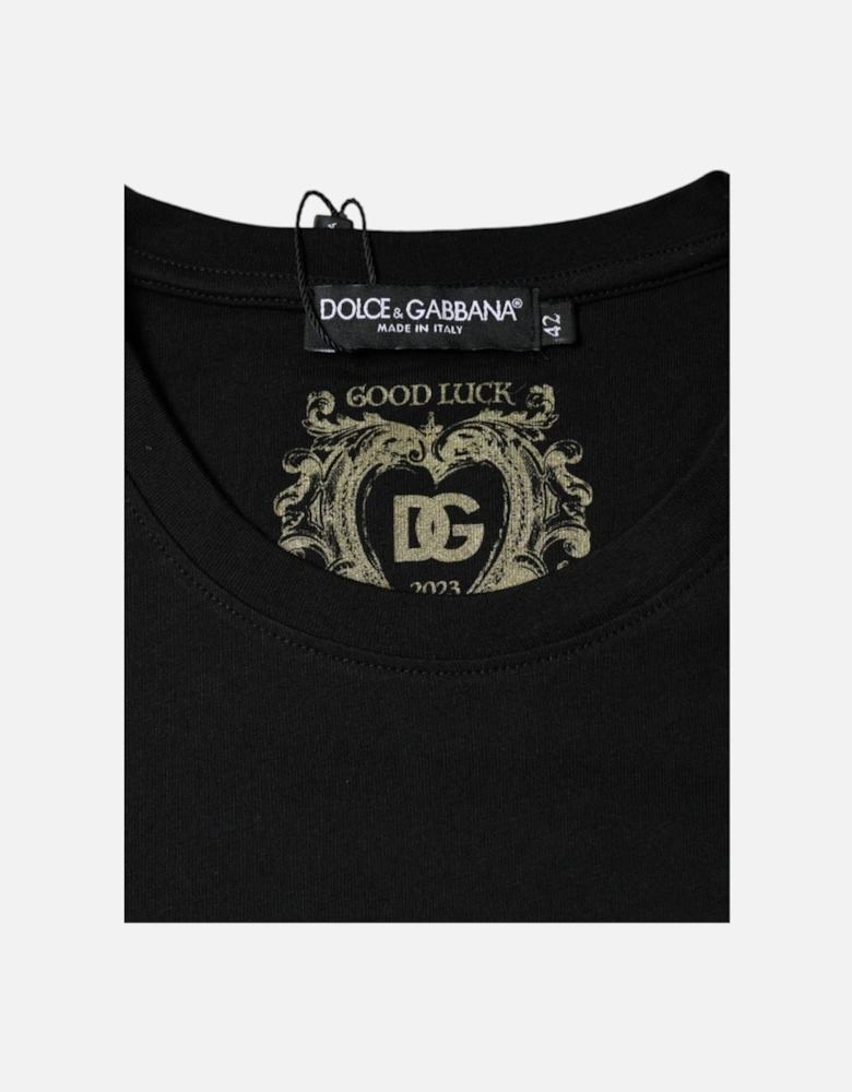 Crew Neck Short Sleeve Cotton T-Shirt Women - Black