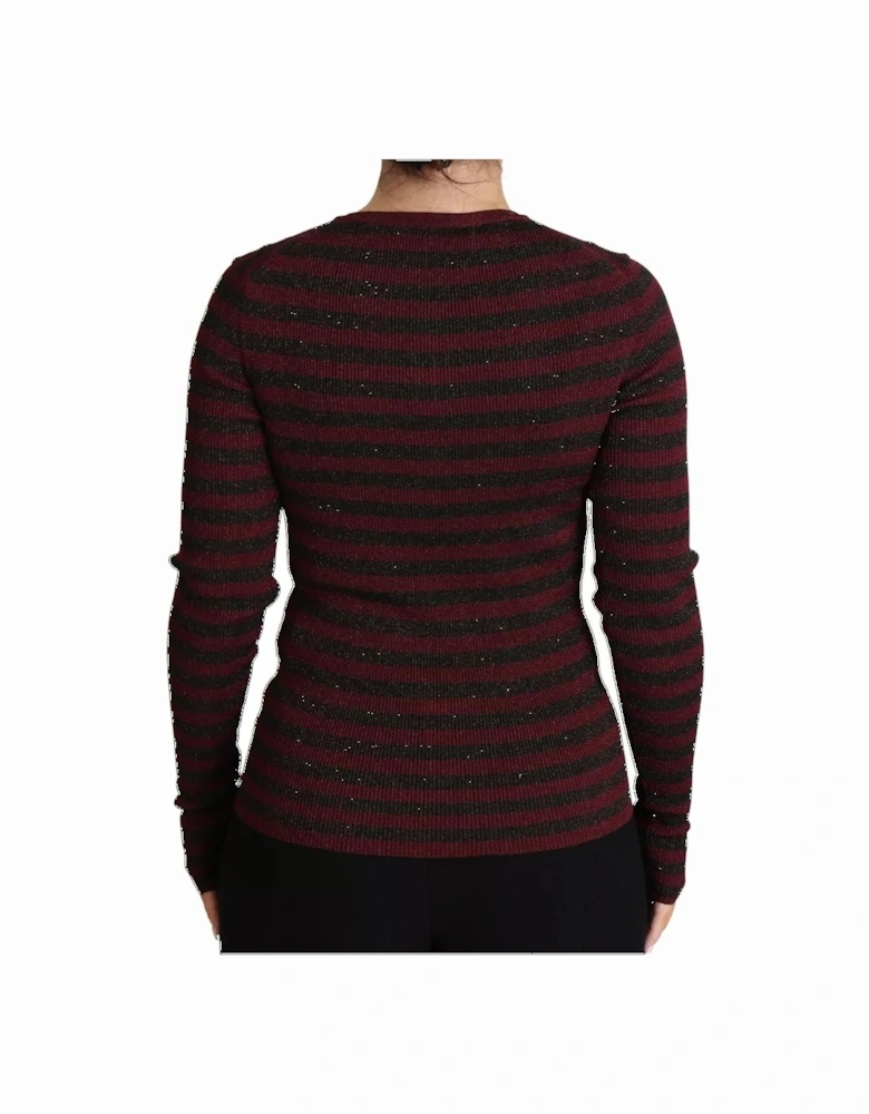 Striped Rayon Cardigan with Button Closure Women - Black And Red