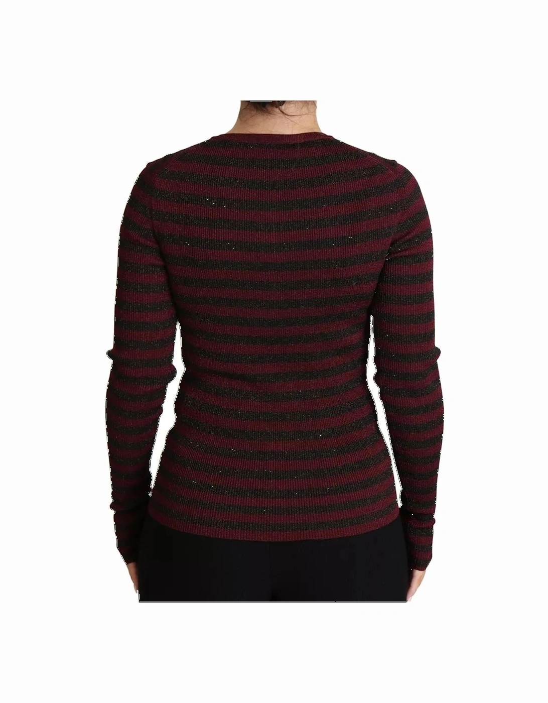 Striped Rayon Cardigan with Button Closure Women - Black And Red