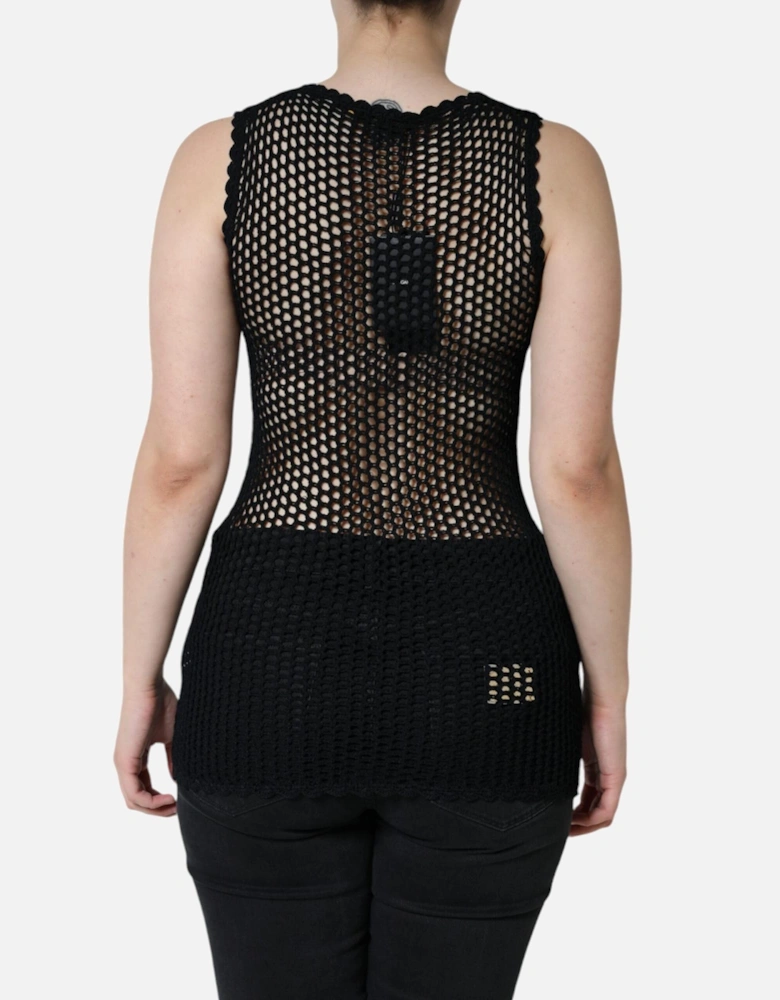 Mesh See-Through Sleeveless Tank Women - Black T-Shirts