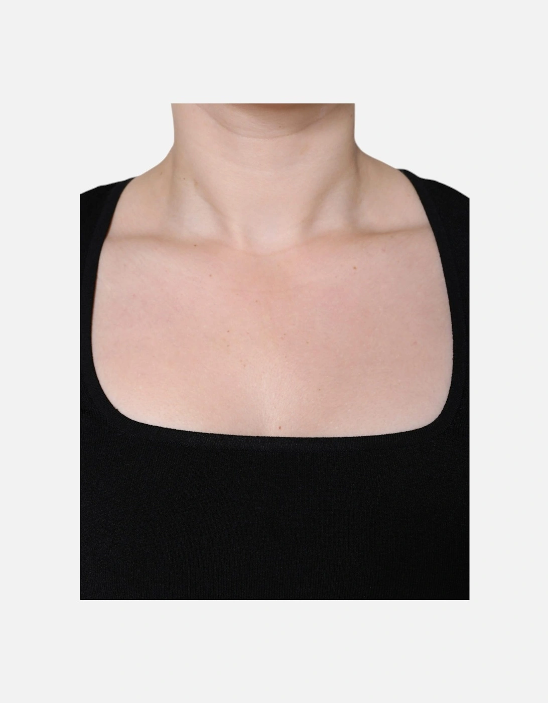 Square Neck Long Sleeves Blouse Women - Black T-Shirts