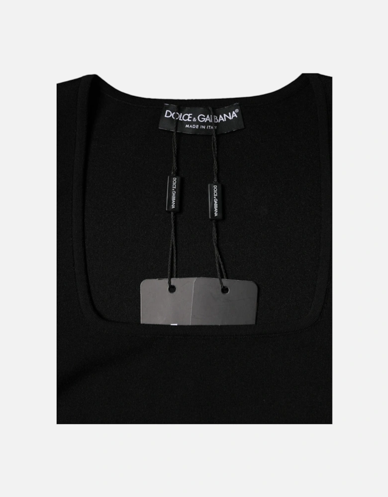 Square Neck Long Sleeves Blouse Women - Black T-Shirts