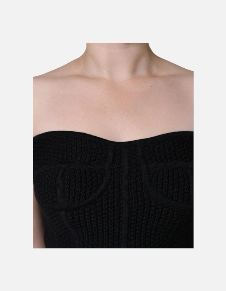 Strapless Wool Bustier Corset Top Women - Black T-Shirts