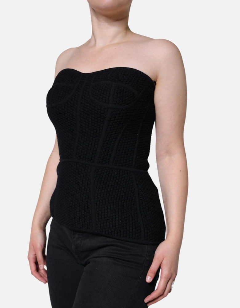 Strapless Wool Bustier Corset Top Women - Black T-Shirts