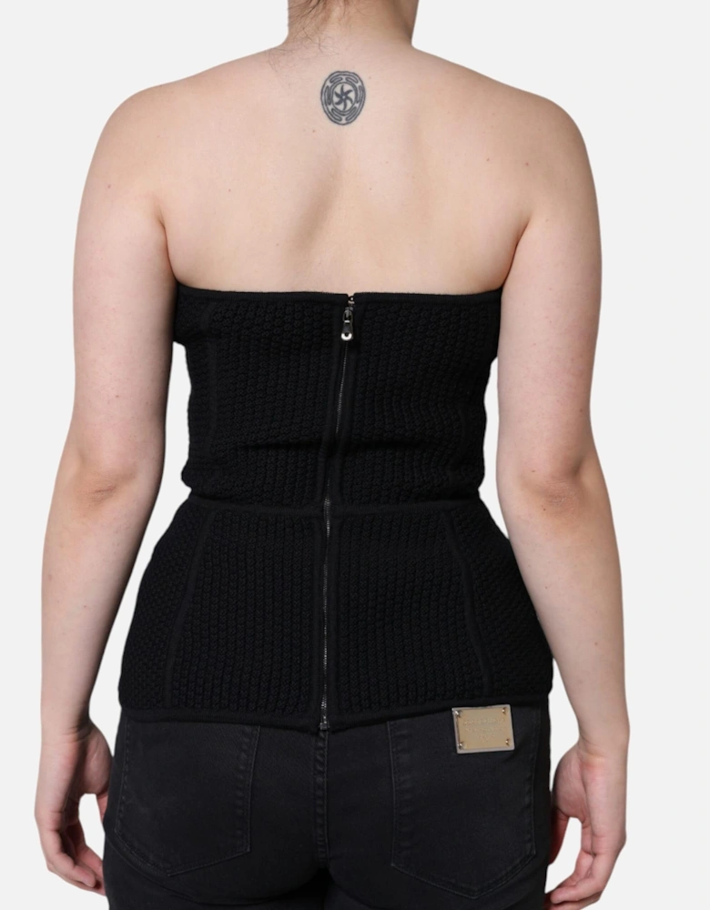 Strapless Wool Bustier Corset Top Women - Black T-Shirts