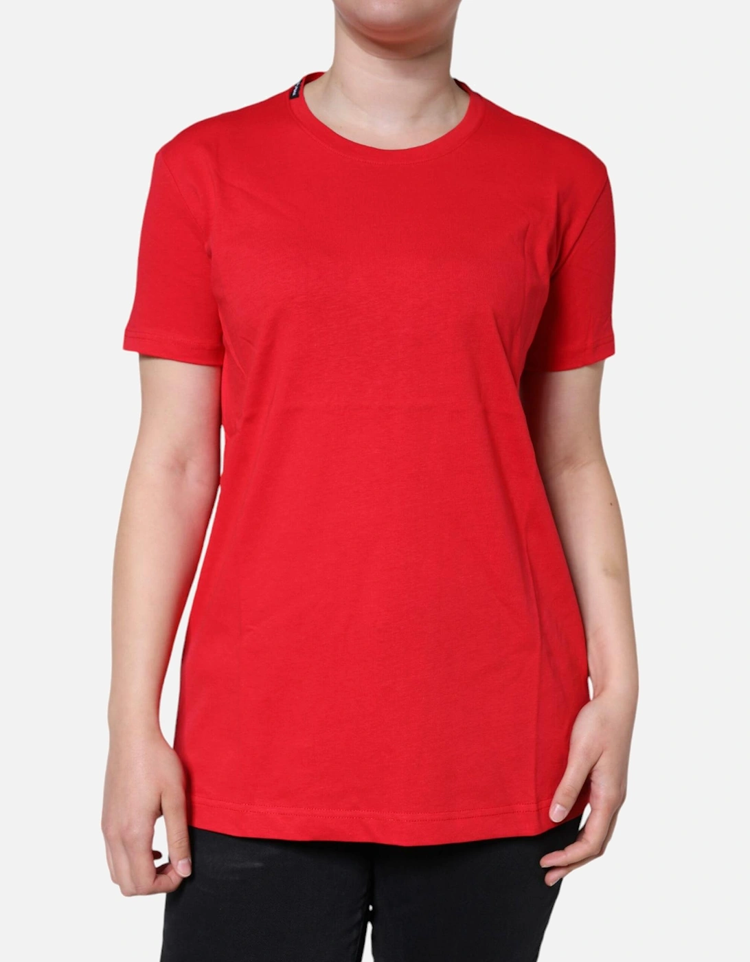 Crew Neck Short Sleeve Cotton T-Shirt Women - Red, 6 of 5