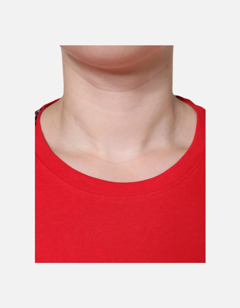 Crew Neck Short Sleeve Cotton T-Shirt Women - Red