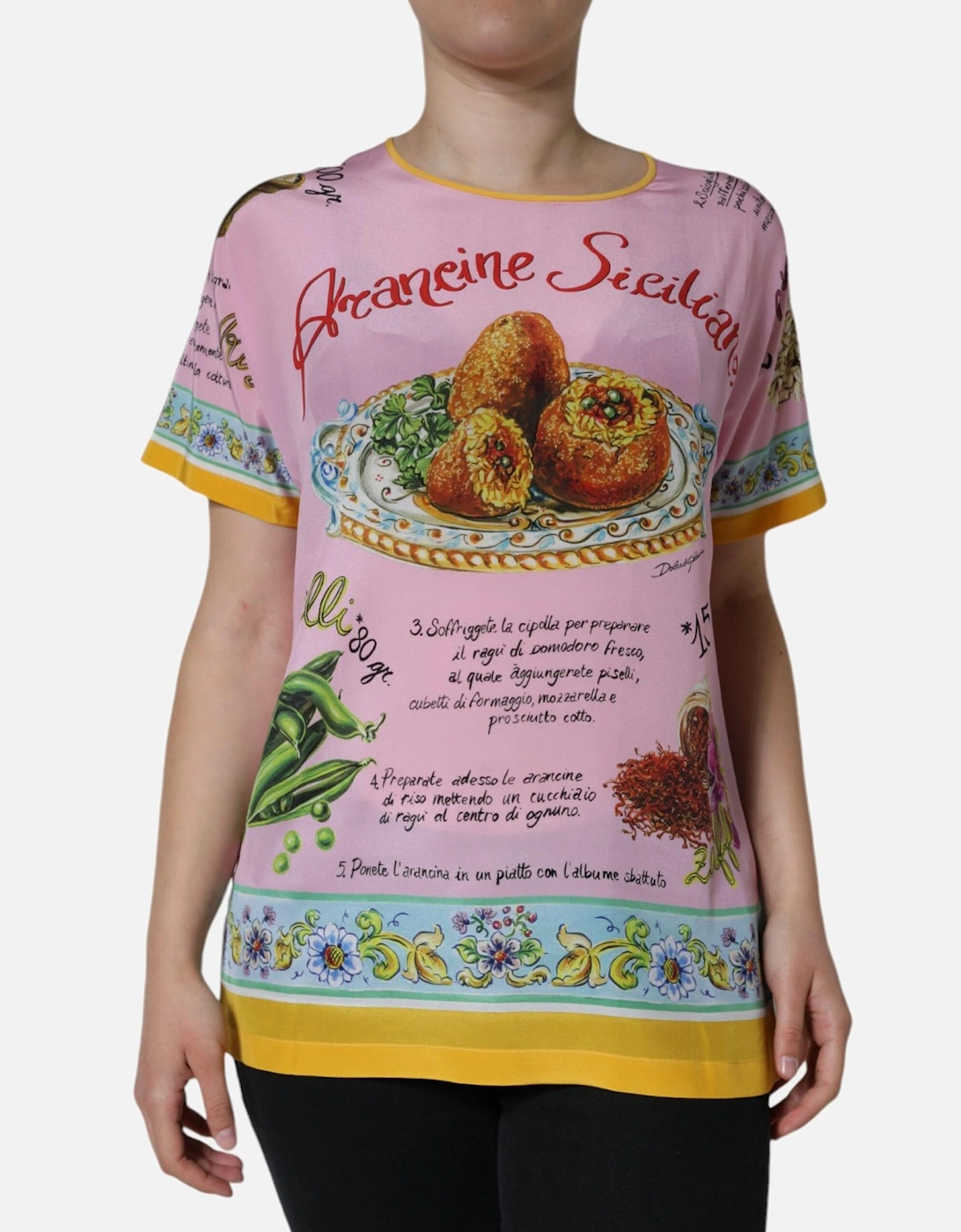 Silk Araneine Print Short Sleeve Blouse Women - Pink T-Shirts, 6 of 5