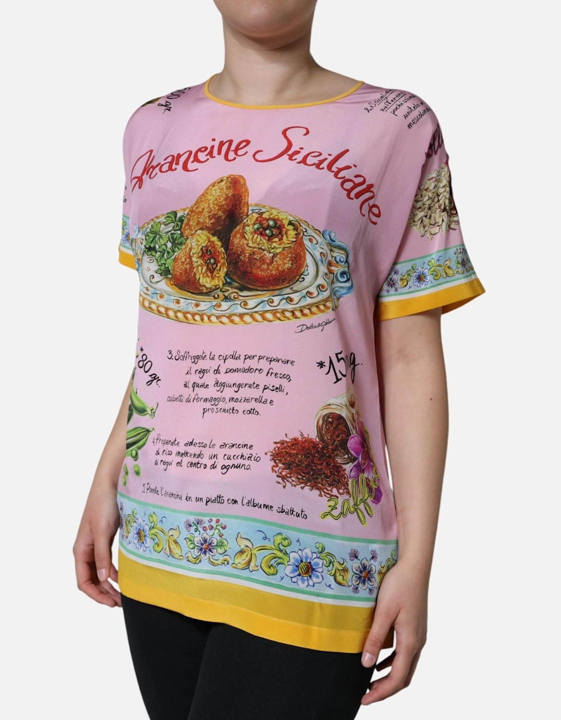 Silk Araneine Print Short Sleeve Blouse Women - Pink T-Shirts