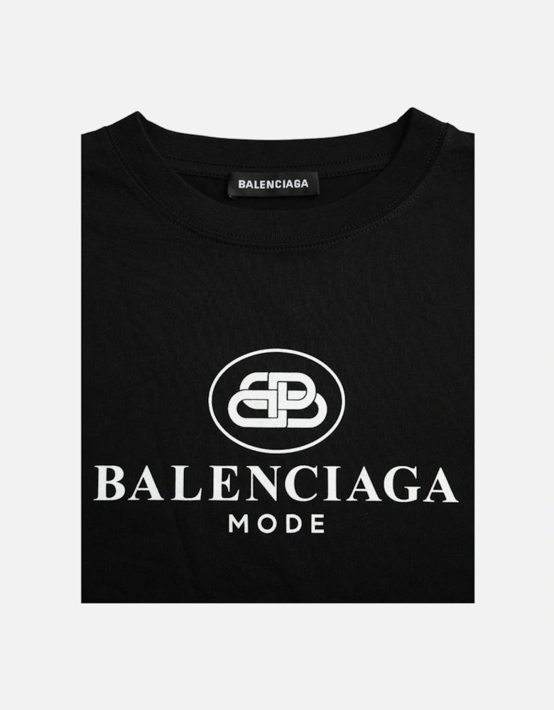 Cotton Crew Neck T-Shirt with Logo Print Women - Black