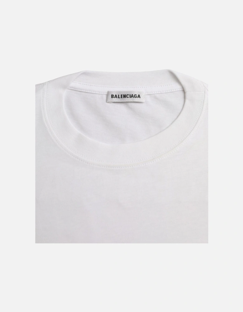 Authentic White Cotton Crew Neck T-Shirt with Logo Details Women